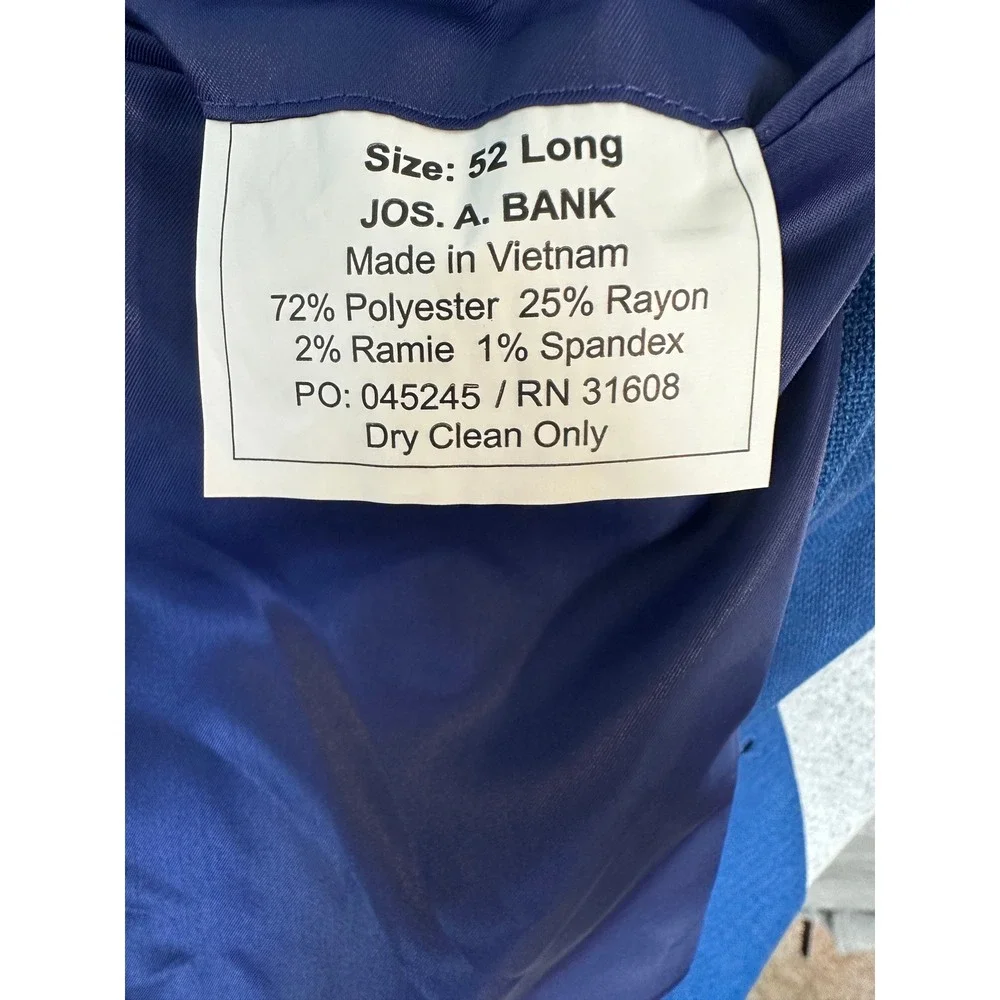Jos A Bank Blazer Mens 52 Long Blue Comfort Stretch Traditional
